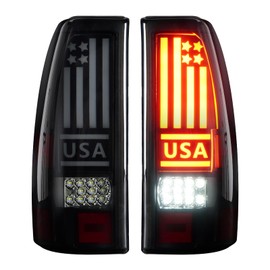 Bomusou LED Tail Light Fit for Chevy Silverado 1500 2500 HD 1999-2002, for GMC Sierra 1500 2500 HD Fleetside 1999-2003, Smoke Lens