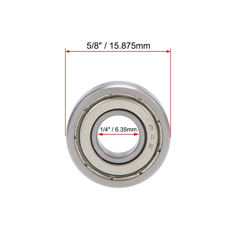 uxcell R4ZZ Ball Bearing 1/4-inchx5/8-inchx0.196-inch Double Shielded ABEC-1 Bearings 10pcs