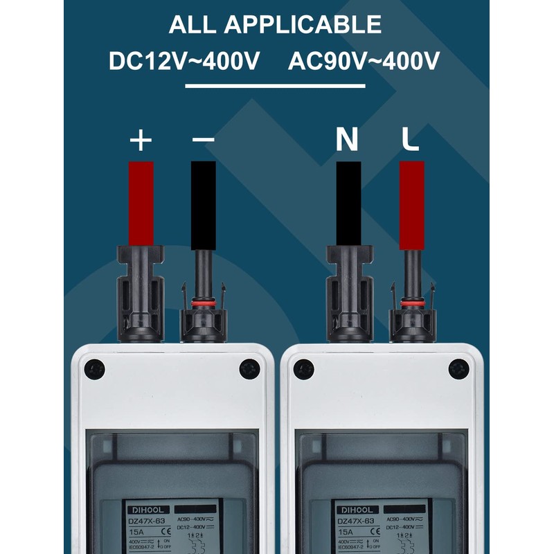 DIHOOL 15 Amp Solar DC Disconnect Switch, Outdoor Breaker Box,