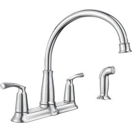 Moen 87403 Bexley Chrome 2Handle Lever Kitchen Faucet With Sprayer