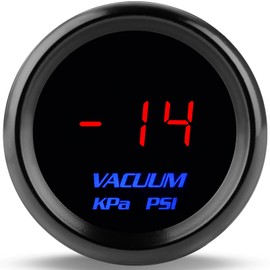 WATERWICH Vacuum Gauge Kit 2-1/16" 52mm KPA/PSI Red for Car Truck