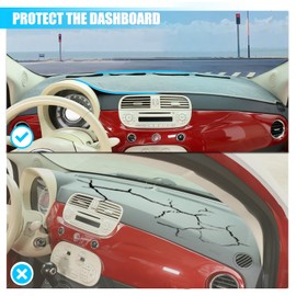 LLKUANG Dash Cover Mat Dash Mat Compatible with Fiat 500 2008-2023 Polyester Car Dashboard Cover Sun Shade Pad Anti-Slip Dash Board Accessories Dashmat Cover Mat (Grey)