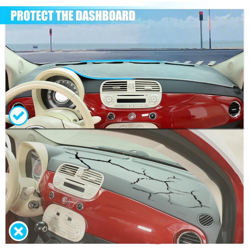 LLKUANG Dash Cover Mat Dash Mat Compatible with Fiat 500