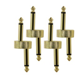 VSN 1/4 Inch Pedals Coupler Z Type 6.3mm Guitar Pedal Connectors 4 Pack TS Copper Male Connector for Effect Pedalboard …