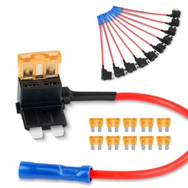 Nilight 12V Car Add-a-Circuit Fuse TAP Adapter with 5 Amp Standard APR ATO ATC Blade Fuse Set for Cars Trucks Boats, Multicolor, Pack of 10