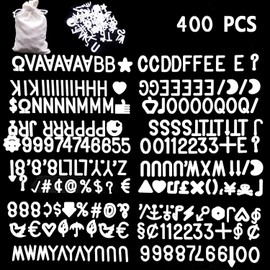 400 Pieces Characters White Letter Set for Changeable Felt Letter Boards, 3/4 Inch Letters with Gift Cloth Bag Including Numbers, Symbols,Letters