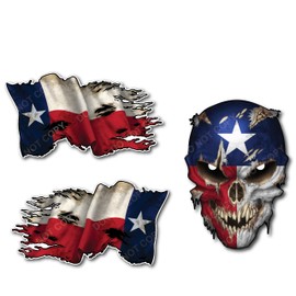 Decals by Haley Texas State Flag Star Skull Decal with Reflective Eyes– Premium Skull Stickers for Trucks and Cars - Peel and Stick Safe for Vehicle Paint Vinyl for Motorcycle rv Boat Graphic