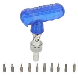 Ratchet Screwdriver Set Kit 10 in 1 Portable Mini Multifunction T Shaped Household Bottle Opener Blue