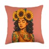Latina Girl with Sunflowers and Tattoos Colorful Pop Art Throw