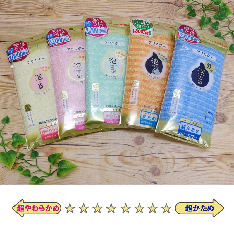 Kikulon Body Towel, Bubble Star, Normal, Blue, 2 piece set