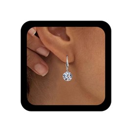 Inilbran Boho Crystal Rhinestone Earrings Silver Crystal Hook Earrings Vintage Crystal Dot Earrings Sparkling CZ Crystal Stud Earrings Jewellery for Women and Girls Gifts, Crystal