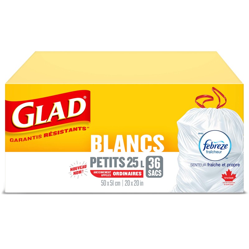 Glad White Garbage Bags - Small 25 Litres - Drawstring,