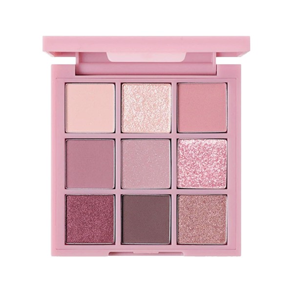 Pink Eyeshadow Palette 9 Colour Make-Up Set, Glitter Shimmer Eye