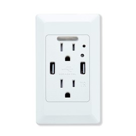 Nineleaf Wall Mount Charger Power Socket USB Wall Charger with 2 AC Outlet & 2 USB Charging Ports 4.2A Dusk to Dawn LED Sensor Night Light Fast Charging