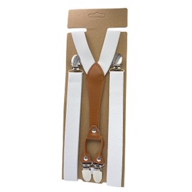 AYOSUSH Suspenders for Women High Waisted White Solid Color Y Back Ladies Braces