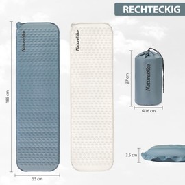 Naturehike Ultraleichte selbstaufblasende Isomatte, isolierte Isomatte, 3,5 cm leichte rechteckige/Mumien-Isomatte für Camping, Rucksackreisen, Wandern, Reisen, ISPO-Preisträger 2024
