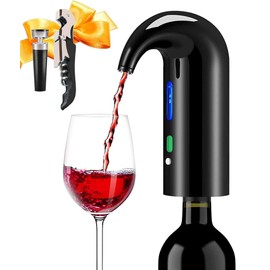 Wine Aerator - HaiZR Electric Wine Aerator Pourer + Corkscrew + Vacuum Wine Stopper Set, Portable One-Touch Wine Decanter, Multi-Smart Automatic Wine Oxidizer Dispenser Accessories for Wine Enthusiast