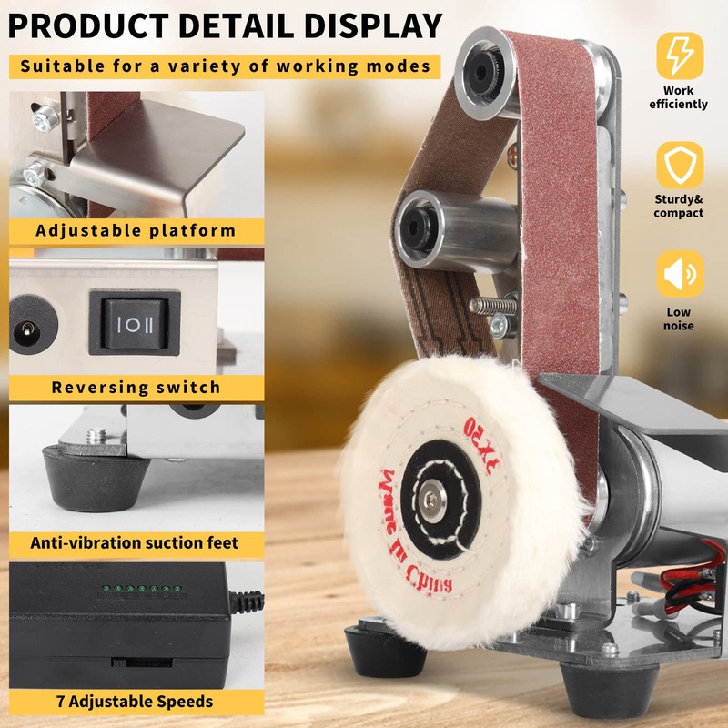 NuoDunco 3-In-1 Mini Belt Sander - Adjustable Speed Electric Grinding