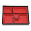 Needzo Traditional Japanese Bento Box, Authentic 5 Compartment Food Container for Sushi, Rice, Sauce, 10 X 7.5 Inches