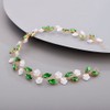 Chargances Bride Flower Rhinestone Headband Wedding Green Crystal Hair Vine