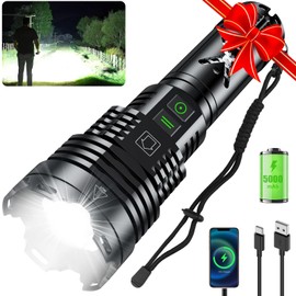 Grentay LED Rechargeable Flashlights High Lumens,6000.000 Lumens Super Bright Flashlight with Type-C Charging Port,6 Light Modes,Zoomable,IP67 Waterproof,Tactical Flashlight for Emergencies Camping