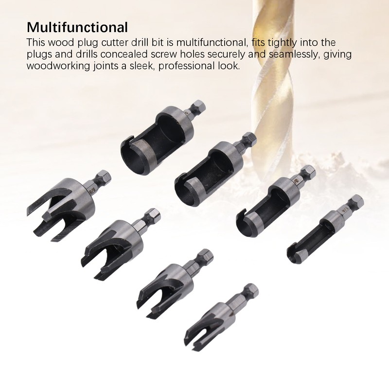 8PCS Set Wood Plug Cutter Drill Bit Hex Shank 4PCS
