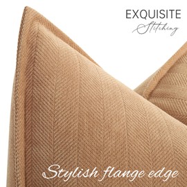 ZWJD Camel Pillow Covers 18x18 Set of 2 Chenille Throw Pillow Covers with Elegant Design Soft and Luxurious Decorative Throw Pillows for Couch, Bed, and Home Decor