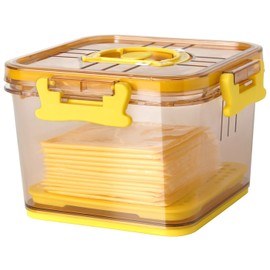 Tellshun Sliced Cheese Container with Airtight Lid for Mini Fridge BPA-Free Kitchen Plastic Storage Deli Cheese Slices Stackable Store Date Record Function Keeps Cheese Fresh Longer (Yellow)