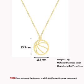 liveliwithmin Basketball Volleyball Pendant Necklace Minimalist Ball Games Lovers Gift Minimalist Basketball Pendant Volleyball Necklace Birthday Gift for Women Teens (gold basketball)