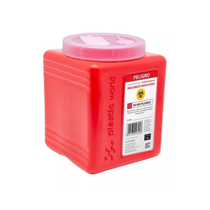 GH medic Bote Rpbi Contenedor Recolector 1.5 Lts Punzocortante 2