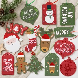 Beautiful Christmas Gift Tags - 60 Quality Paper Labels with Rope for Personalizing Your Holiday Presents - Spread Joy and Cheer with These Festive Christmas Name Tags