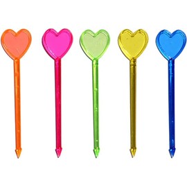 100 Pcs Multicolor Plastic Fruit Picks Toothpicks Heart Cocktail Appetizer Picks Finger Food Sticks Sandwich Drink Picks Cocktail Party Decorations Tools