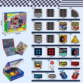 Magnetic Tiles Road Set, Race Track with 2 Car, Magnetic Car Racing for Kids Ages 3 4 5 6 7 8, Magnet Building Blocks STEM Toy Christmas Birthday Gifts for 3＋ Years Old Boys Girls