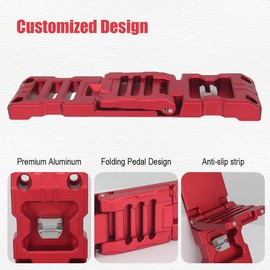 GLOBLED Side Door Hinge Foot Step Compatible with 2007-2024 Jeep Wrangler JK JKU JL JLU & Gladiator JT, Aluminum Alloy Folding Foot Pedal, Door Hinge Step with Bottle Opener 1 Pack (Red)