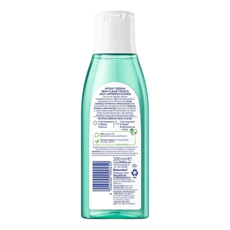 Tónico Anti Imperfecciones Derma Skin Clear 200ml Nivea Grasa Día
