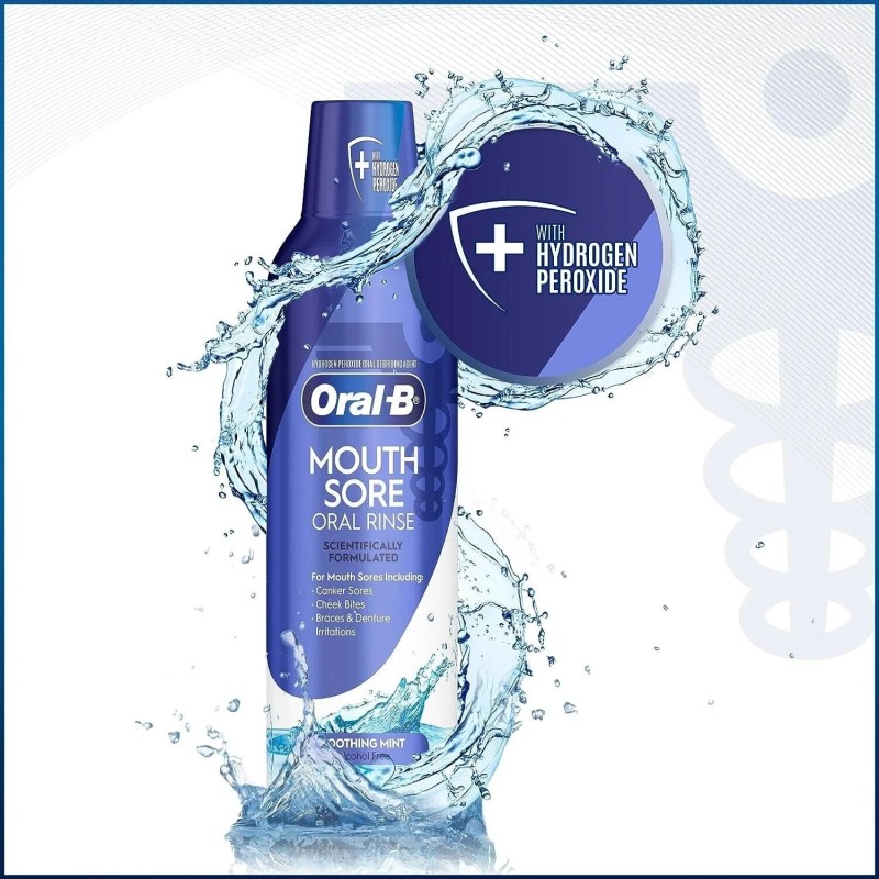 Oral-B Mouth Sore Oral Rinse Soothing Mint Flavor 8oz each,