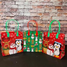 Tinymills 12PCS Christmas Holiday Cute Charaters 6" Plastic Durable Goodie Candy bags