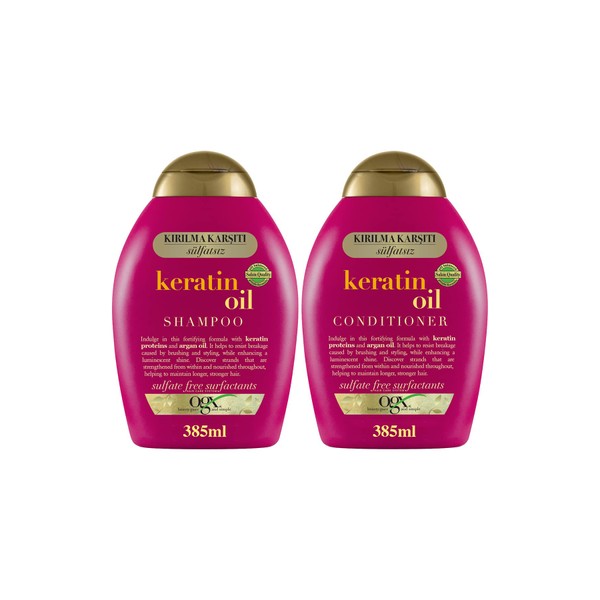 ogx keratin oil kırılma karşıtı sülfatsız 385 ml şampuan +