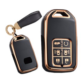 TECART Key Case Fit for Honda Odyssey Freed Soft TPU Key Fob Keychain Key Shell Box Accessories Protector 6 Button Black