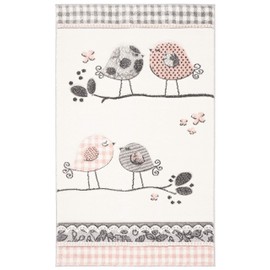 Safavieh Carousel Kids Collection CRK153P Birds Nursery Playroom Area Rug, 3'3" x 5'3", Pink / Ivory