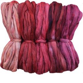 Hand Dyed Superfine Merino Tencel Roving for Spinning and Felting. 5oz, Fire