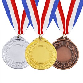 MOMOONNON 12 Pieces Metal Winner Gold Silver Bronze Award Medals with Neck Ribbon, Olympic Style, 2 Inches