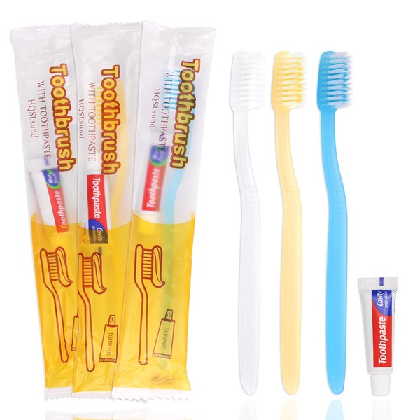 Gisdo 120 pcs Disposable Toothbrushes with Toothpaste Individually Wrapped, Toothbrush