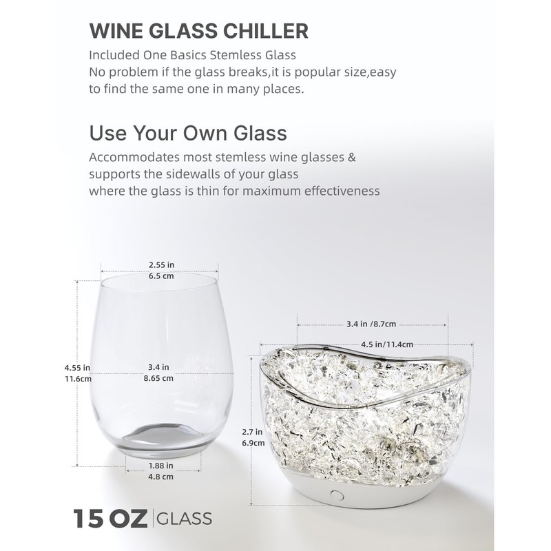 Wine Chiller for Glass Stemless Wine Glass Chiller Keeps Your