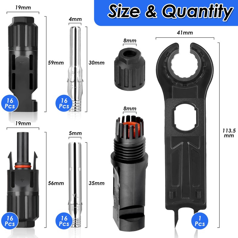 16 Pairs of Solar Plugs, selizo IP67 Plug Solar Panel