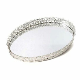 Lily cosmetic display stand cosmetic organizer tray silver extra large / 백합 화장품 진열대 화장품 정리대 쟁반 실버 특대