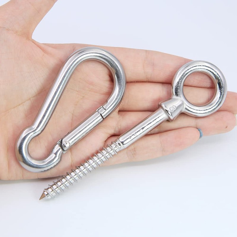 Boerni Hammock Set, 3 Eye Shaped Screws with 3 Carabiner