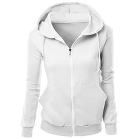 Women Casual Zip-up Sweatshirtt in Fine Stretch Cotton WHITE XXXL