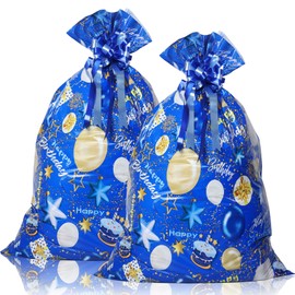 2Pcs 56 x 36inch Jumbo Gift Bags, Large Plastic Gift Bags Extra Birthday Gift Bag with Pull Bows,Giant Gift Bag for Presents Birthday Baby shower