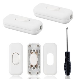 Lhdfyqt Pack of 4 Cord Switch 6 A 250 V, Intermediate Switch, White, Inline Switch for Light Switches in the Office and Home